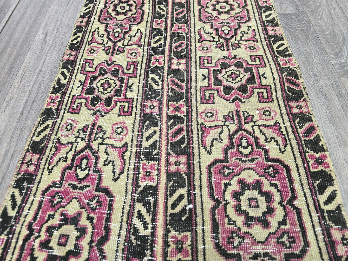 2x5 Short Persian Design Runner Rug - Wool Traditional Runner - Red Vintage Runner