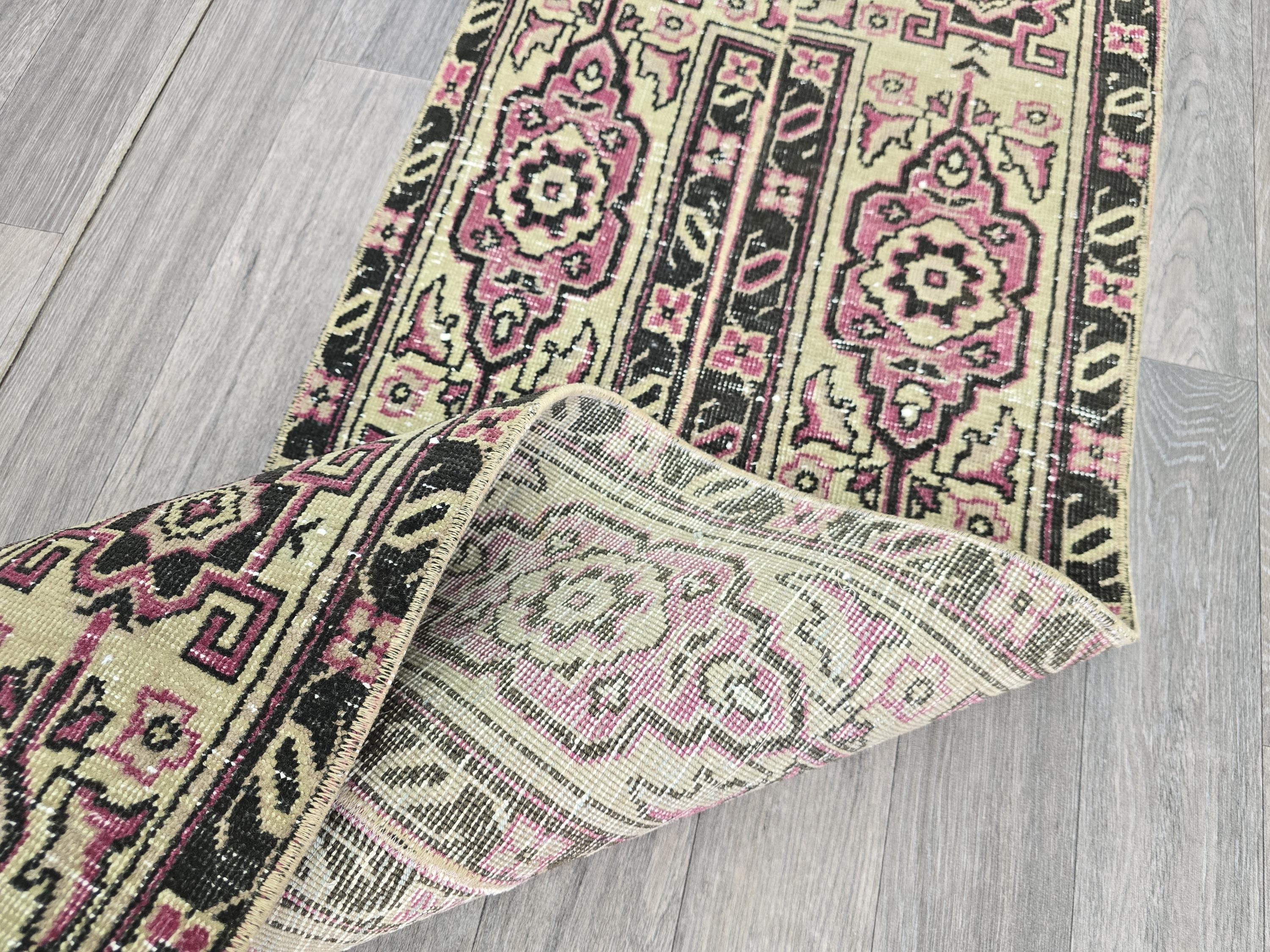 2x5 Short Vintage Anatolian Wool Runner Rug: Hand knotted Tribal Runner rug (2x5 ft)