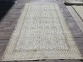 Vintage Turkish Oushak Wool Rug: 5.7x9.4 ft, Hand-Knotted Neutral Area Rug