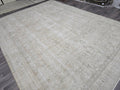 Oushak Rug 9x12 Neutral Hand Knotted Vintage Oversize Turkish Rug Geometric // 9.50x12.50 feet