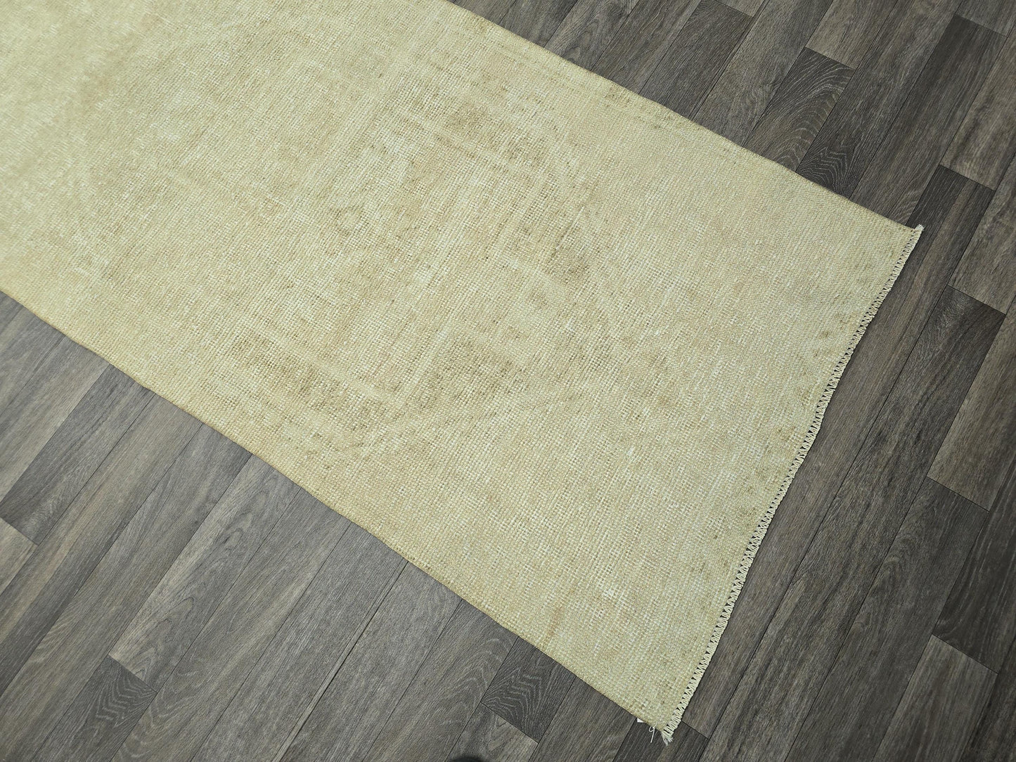 Oushak Runner/2.90x12.50 feet / Neutral Turkish Runner for Hallway and Kitchen/ Hand woven Wool Oriental Carpet Runner