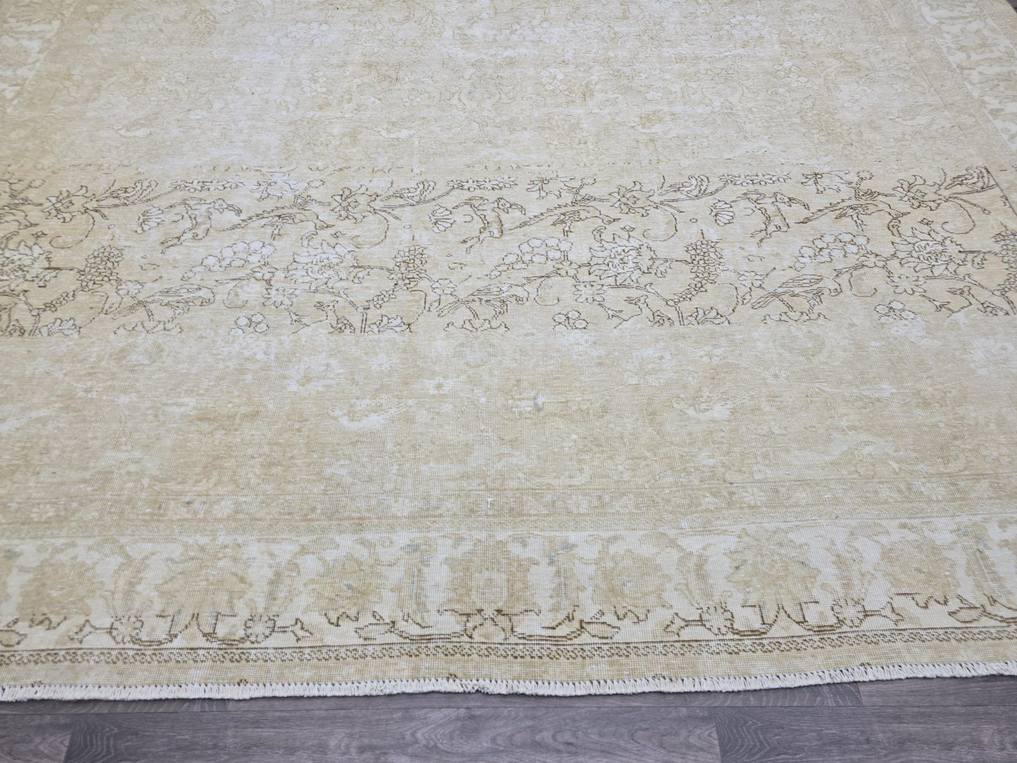 11x11 feet Square Area RUG/ Neutral Vintage Rug / Square Turkish Rug Oversize/ Beige/Cream Oushak Rug/ Wool Area Rug