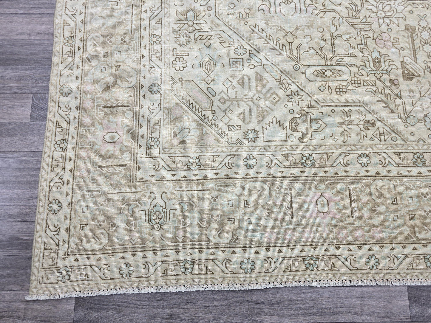 Classic Vintage Neutral Turkish Area Rug //9.45x12.25 feet