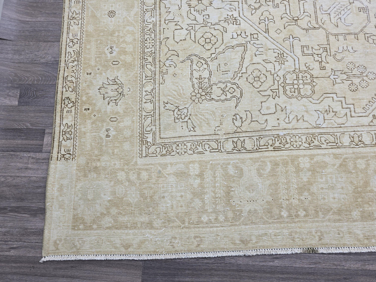 10x15 Neutral Vintage Oushak Area rug HandKnotted Muted Beige/Cream Brown //9.70x15.45 feet