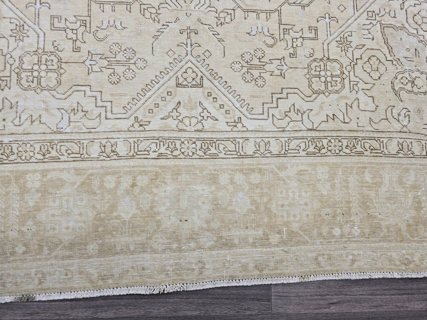 10x15 Neutral Vintage Oushak Area rug HandKnotted Muted Beige/Cream Brown //9.70x15.45 feet