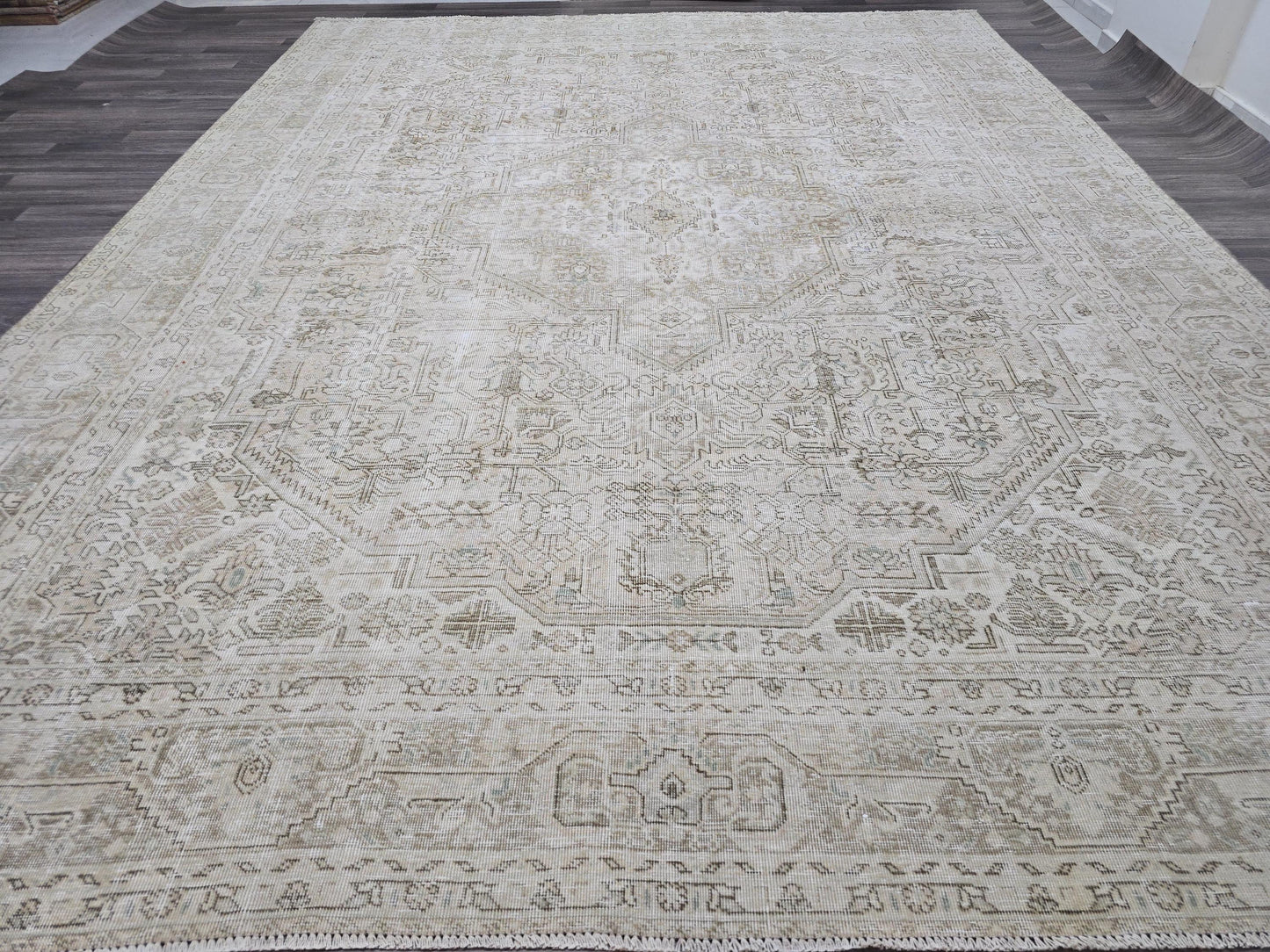 10x13 Oversize Vintage Neutral Area Rug Handmade Oushak Carpet Beige/Tan Brown Livingroom Rug // 9.70x12.60 feet