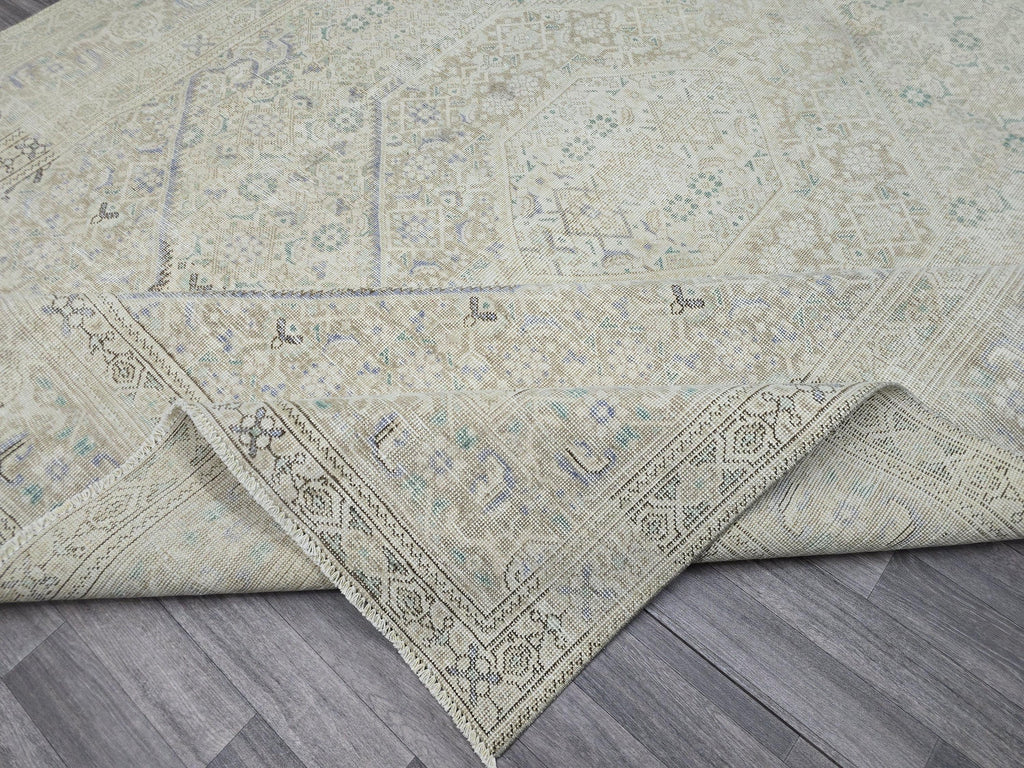 9x13 Hand-Knotted Wool Oushak Rug: Oversize Vintage Turkish Area Rug