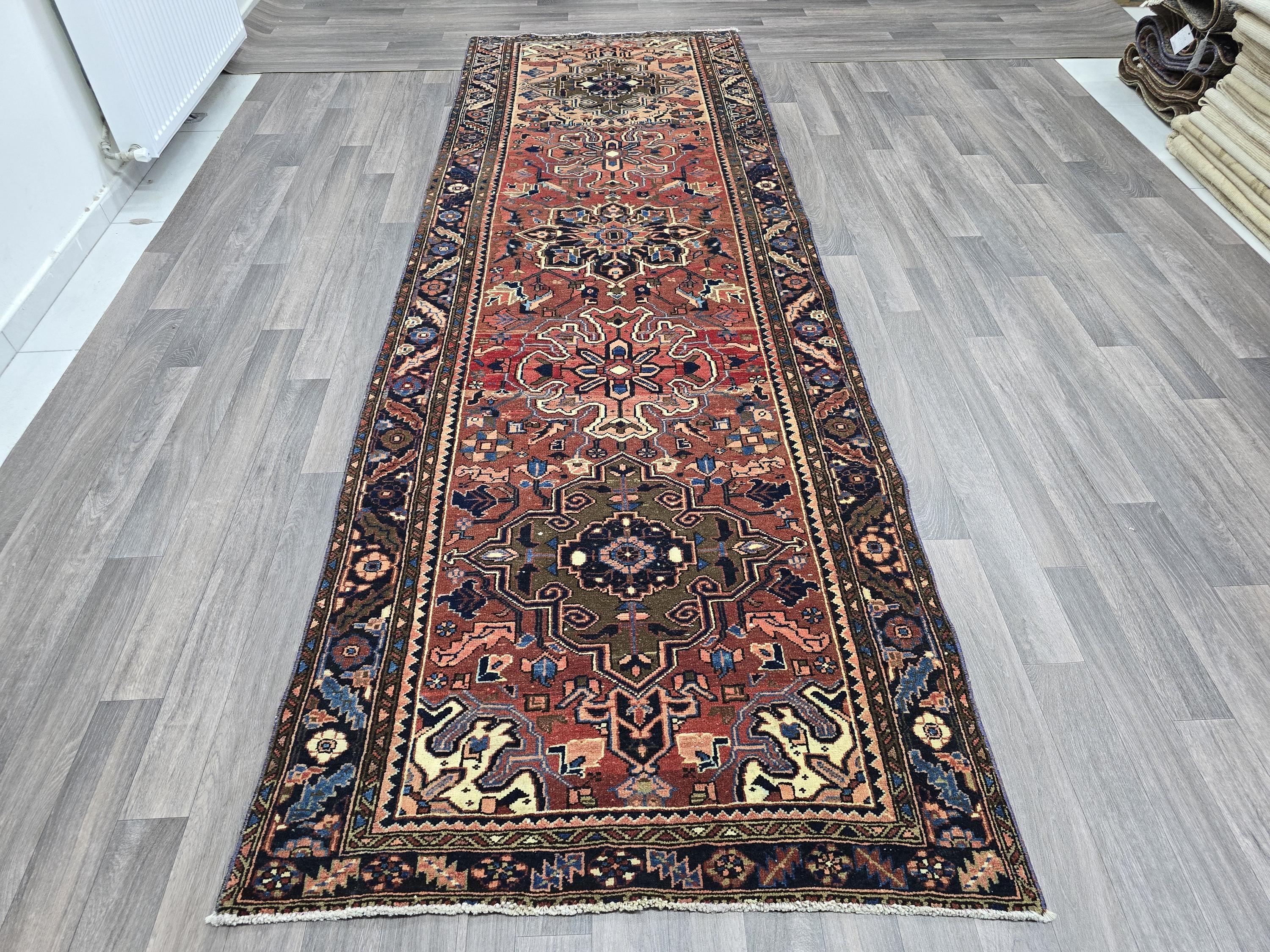 Vintage Turkish Rug Runner: 3.5x11 Hand-Knotted Wool Anatolian Pastel Rug