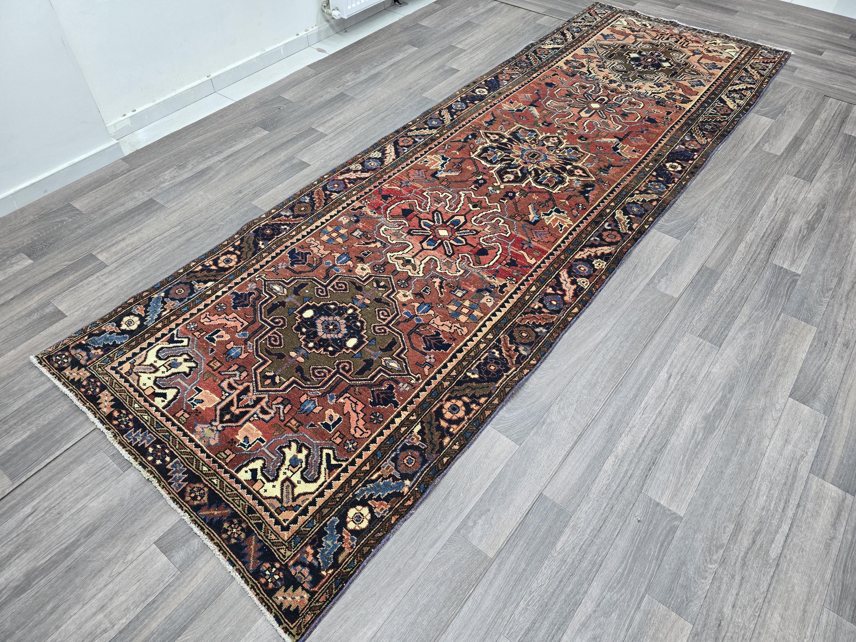 Vintage Turkish Rug Runner: 3.5x11 Hand-Knotted Wool Anatolian Pastel Rug