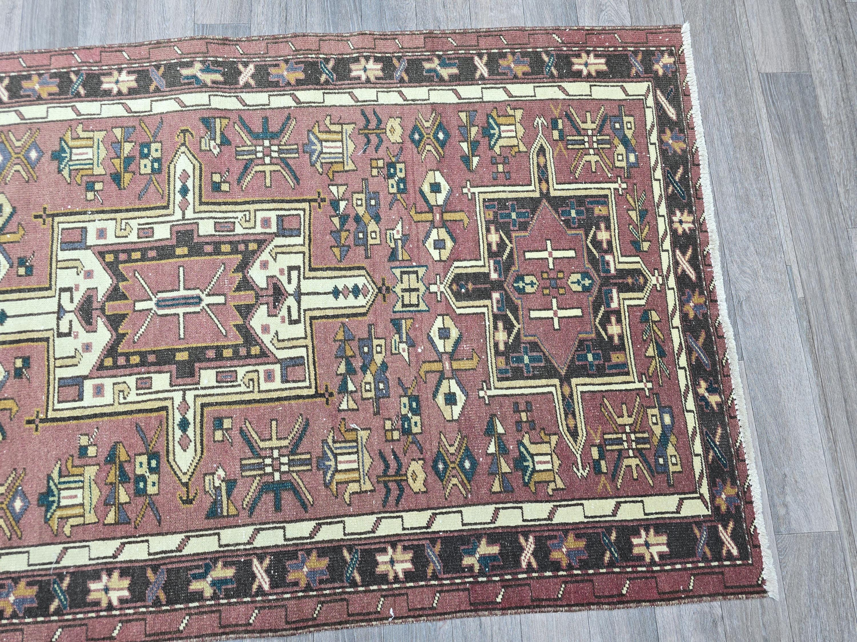 Vintage Turkish Runner Rug: Handwoven Wool Kilim, Tribal Hallway Decor