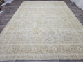 Vintage Turkish Oushak Rug: Hand-Knotted Wool, Muted Beige Medallion (9'4" x 12'3")