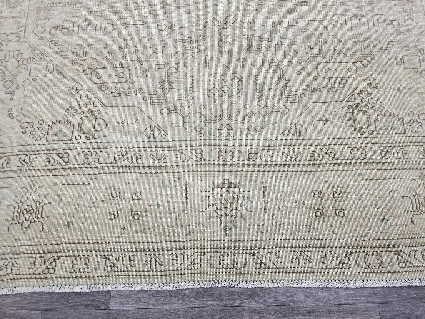 9x12 Hand Knotted Wool Vintage  Turkish Rug - Oushak Rug 9x12 - Neutral Area Rug - Beige Heriz rug //9.25x12.35 feet