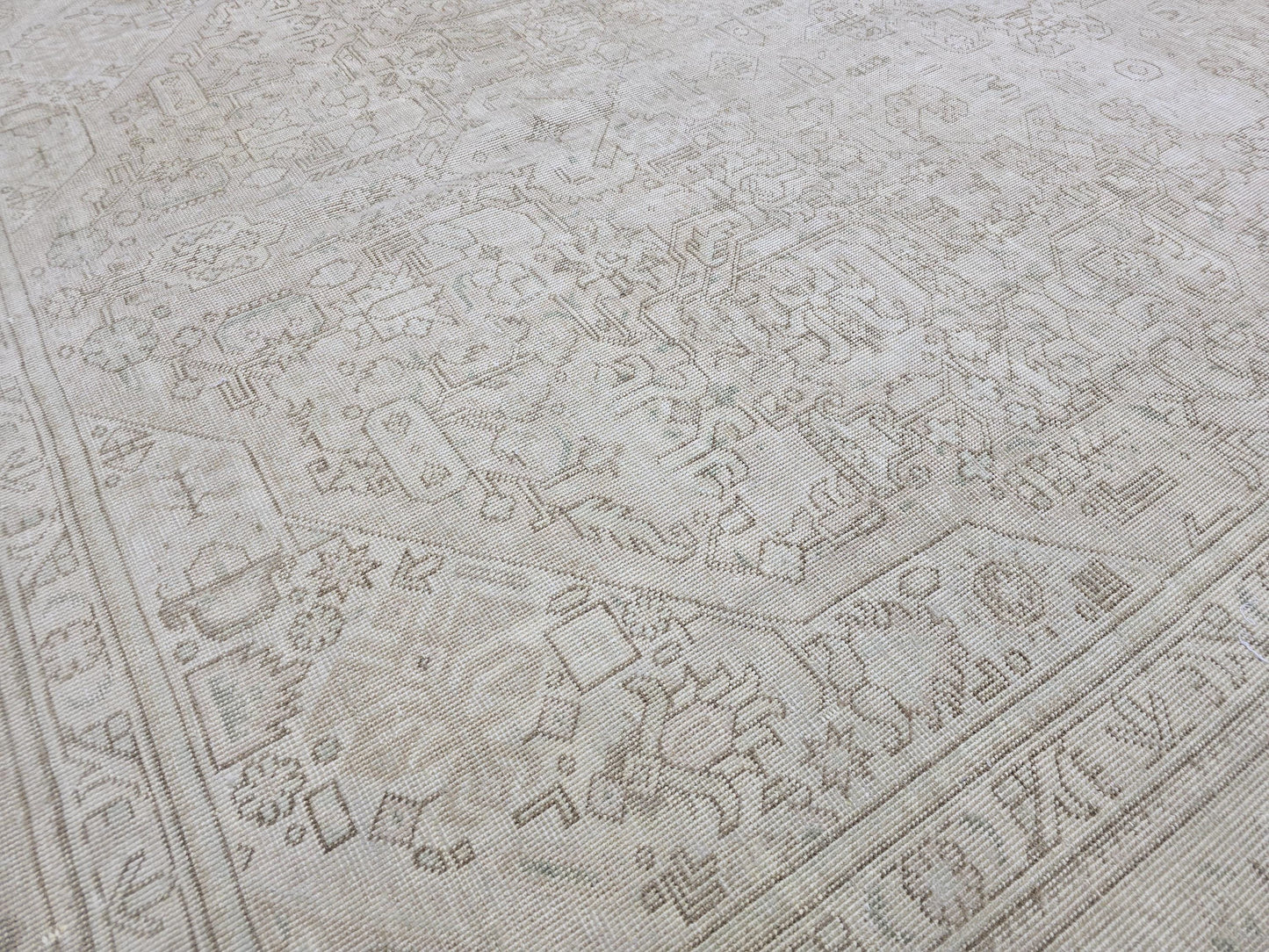 9x12 Hand Knotted Wool Vintage  Turkish Rug - Oushak Rug 9x12 - Neutral Area Rug - Beige Heriz rug //9.25x12.35 feet