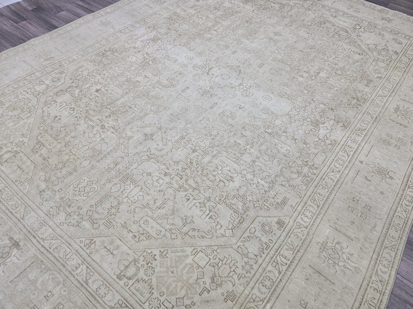 9x12 Hand Knotted Wool Vintage  Turkish Rug - Oushak Rug 9x12 - Neutral Area Rug - Beige Heriz rug //9.25x12.35 feet