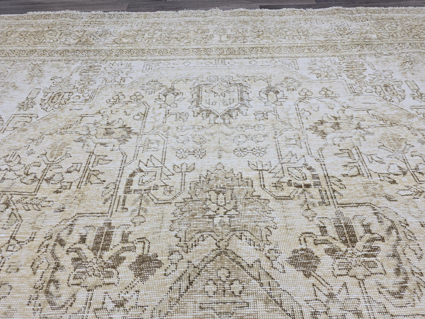 9x12 Turkish Rug - Neutral Area Rug for Bedroom and Livingroom, Large Oushak Rug 9'4" x 12'5" ft, Beige Carpet, Bohemian Living Room Decor