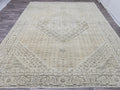10x12 Heriz Rug: Neutral Vintage Wool Area Rug