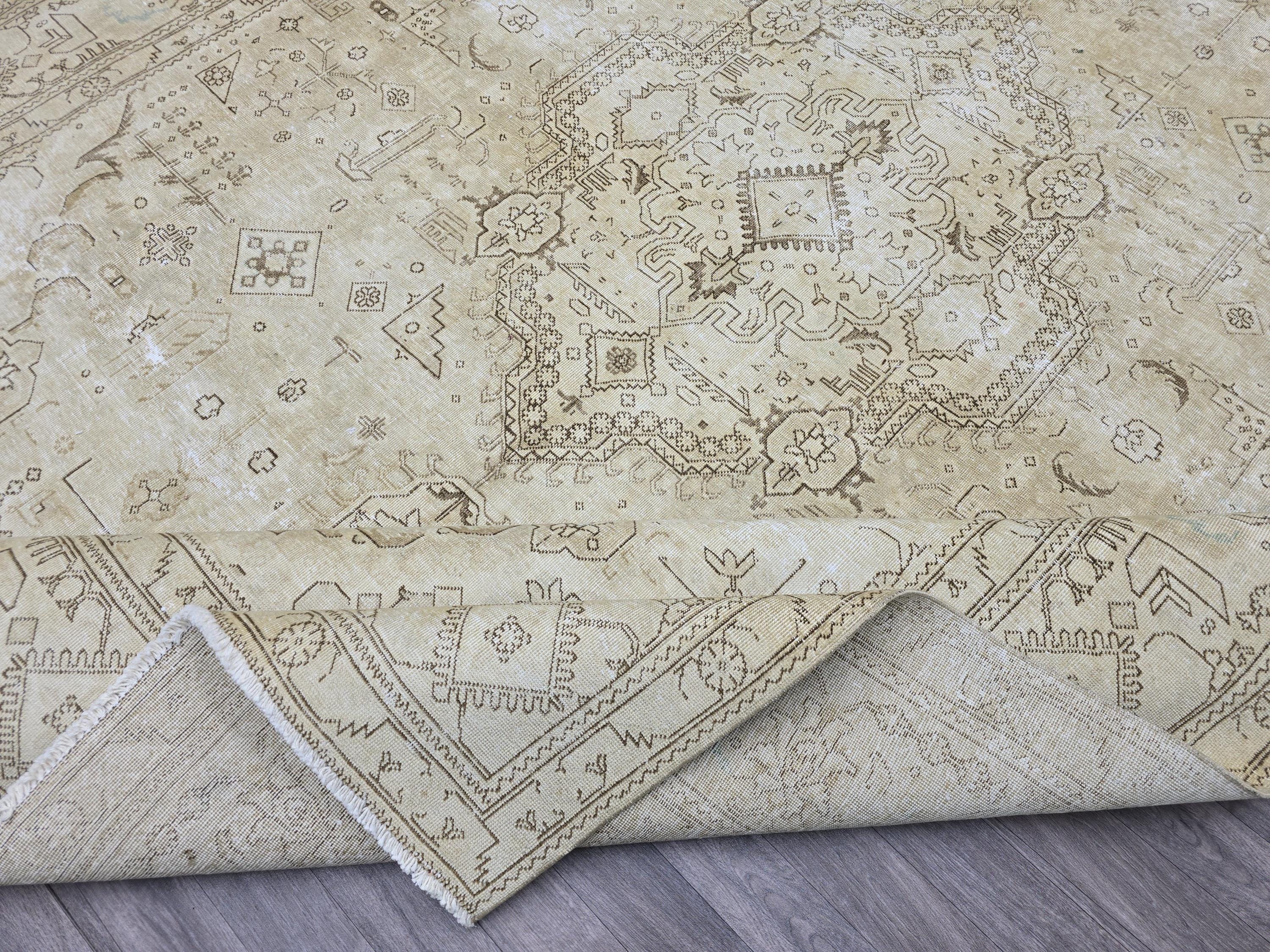 10x13 Oushak Area Rug : Hand Knotted High Quality Neutral Vintage Turkish Carpet