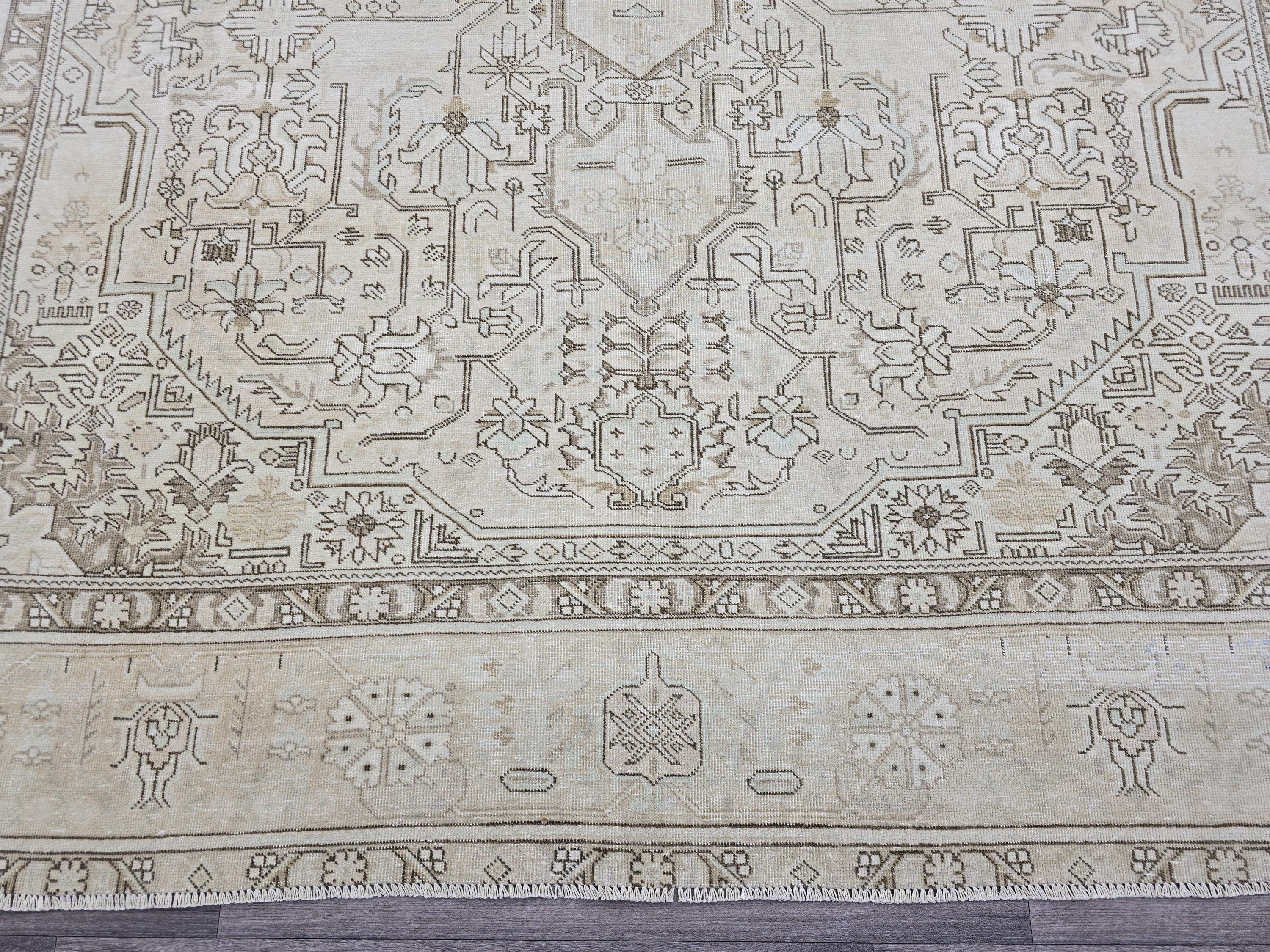 10x12 Oushak Area Rug Hand Knotted Wool Turkish Area Rug Geometric Design Authentic