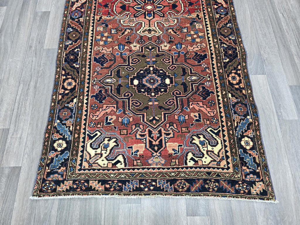 Vintage Turkish Rug Runner: 3.5x11 Hand-Knotted Wool Anatolian Pastel Rug