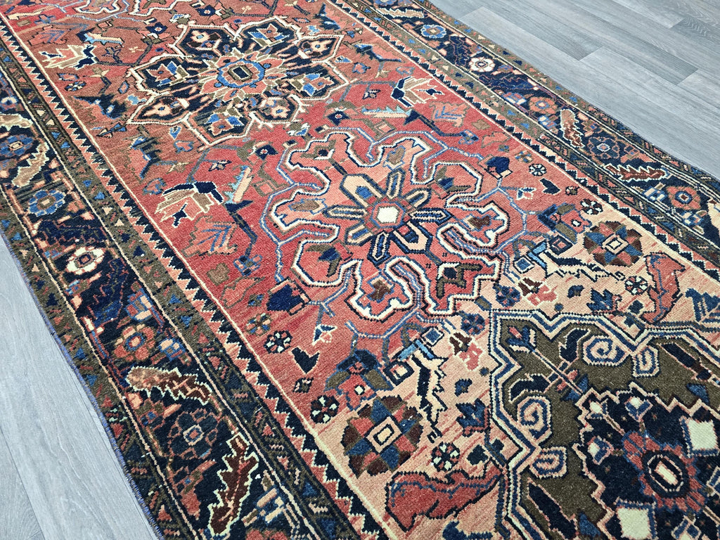 Vintage Turkish Rug Runner: 3.5x11 Hand-Knotted Wool Anatolian Pastel Rug