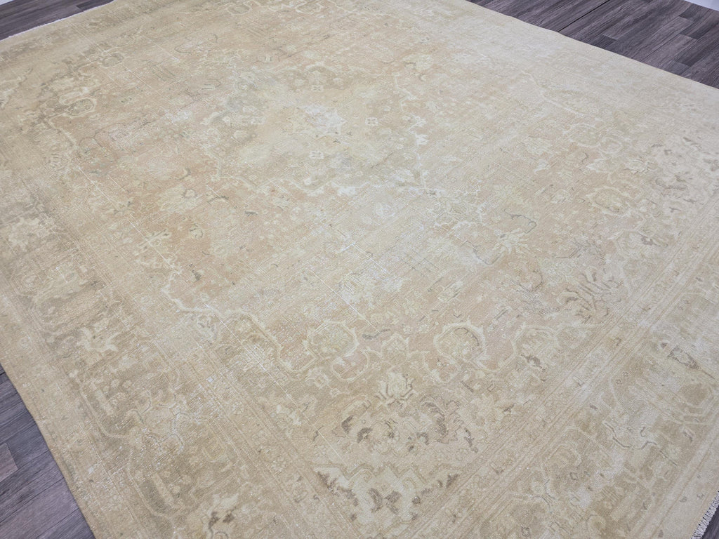 Large Vintage Oushak Rug: 10x12 Handwoven Wool Turkish Carpet