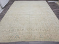 10x12 Muted Vintage Oushak Area  Rug Geometric Cream Beige Sage Green Brown