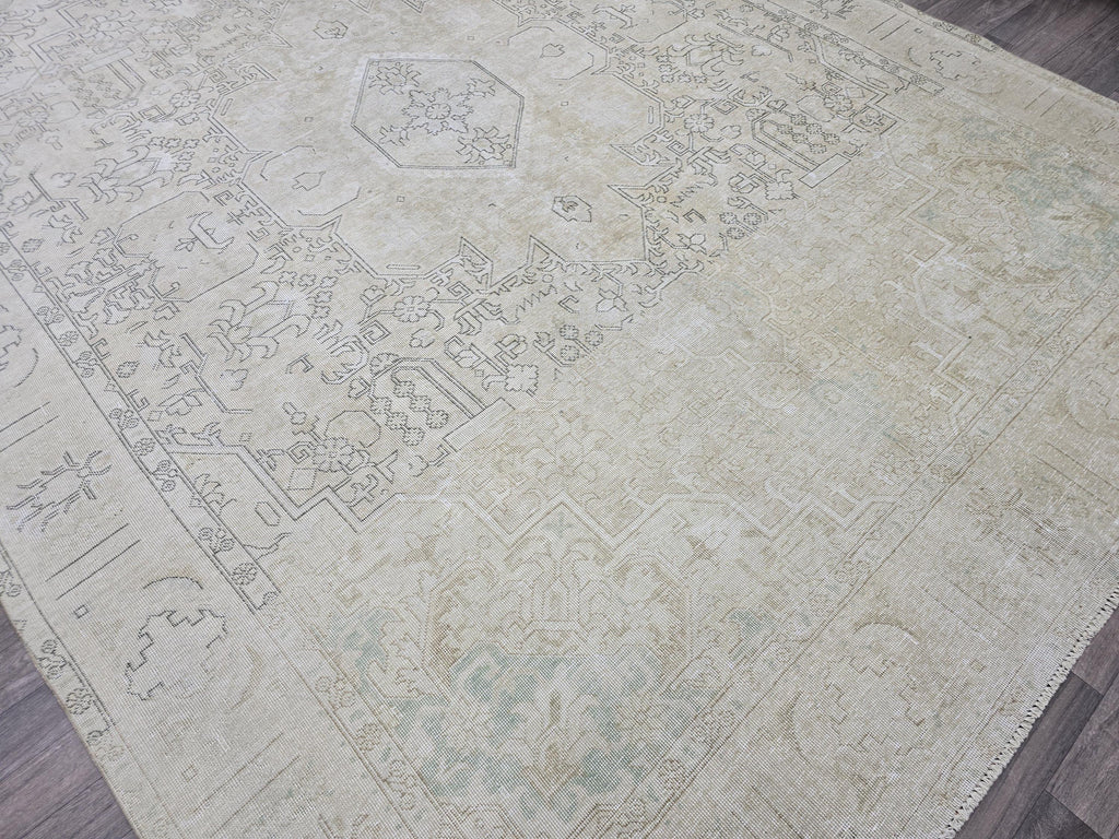 Oversized Oushak Rug 9x12: Hand-Knotted Neutral Vintage Area Rug