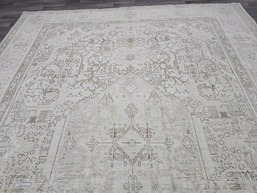 Oversize Neutral Tabriz Area Rug for Livingroom and Bedroom - Oriental Carpet - Boho Decor Rug