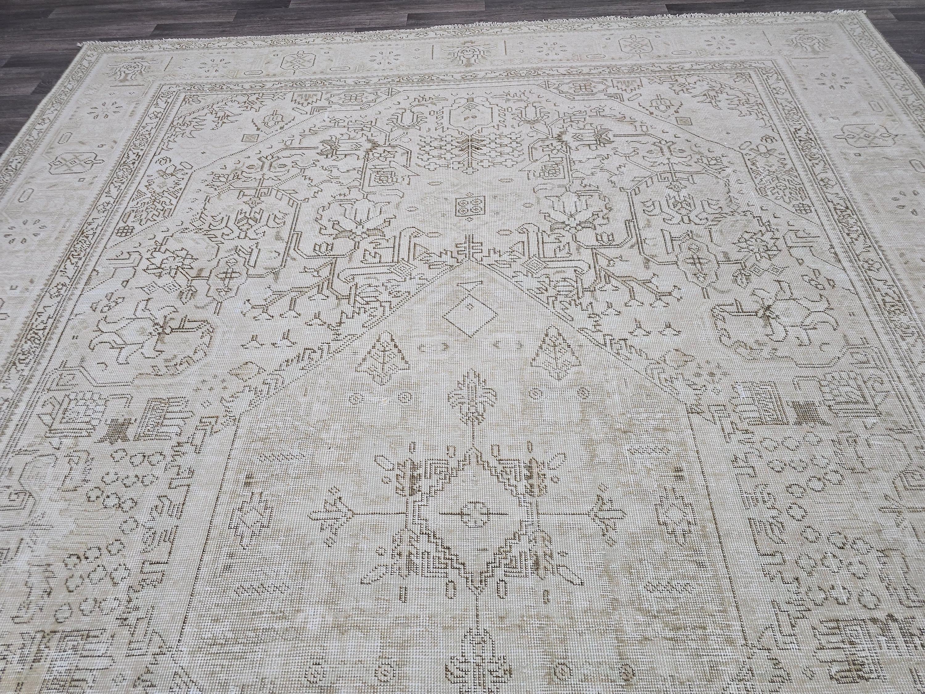 Oversize Neutral Tabriz Area Rug for Livingroom and Bedroom - Oriental Carpet - Boho Decor Rug