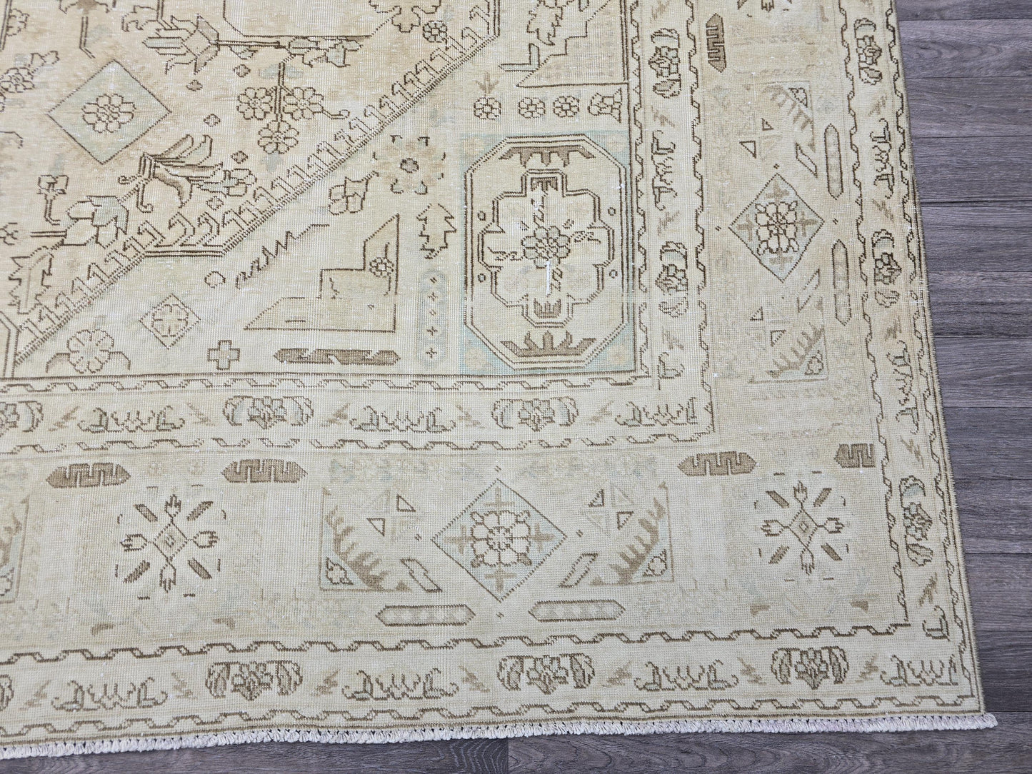 Vintage Heriz Persian Area Rug | Ivory Cream Hand-Knotted Wool Carpet | Extra Large Rug 10x12 //9'8" x 12'7"  Oriental Neutral Area Rug