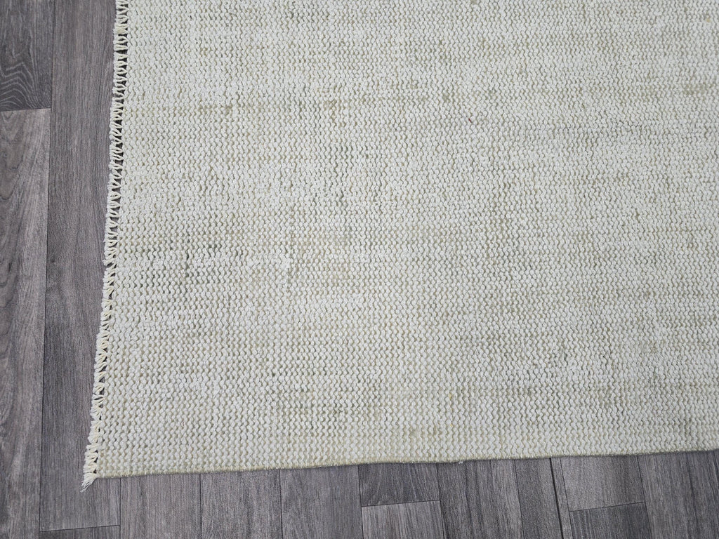 Vintage Handwoven Wool Rug: 5.4x8.6 ft Neutral Oushak Carpet