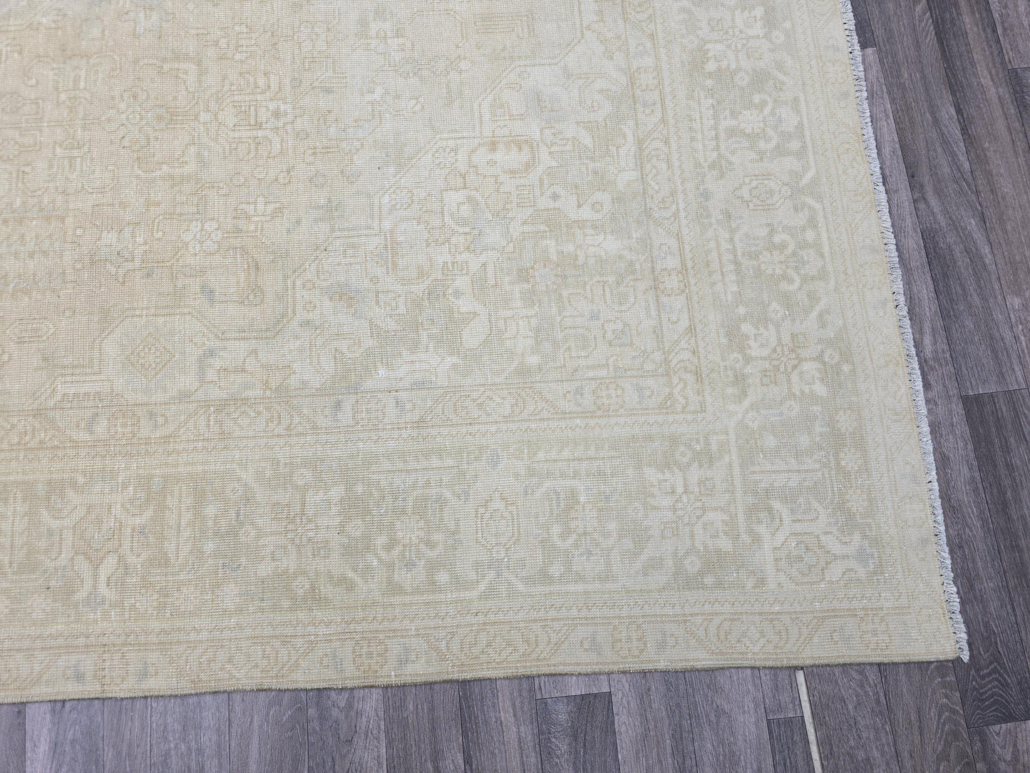 8x11 Neutral Vintage Turkish Rug | Handwoven Oushak Area Rug | Beige Cream Distressed Oriental Carpet | Large Living Room Rug