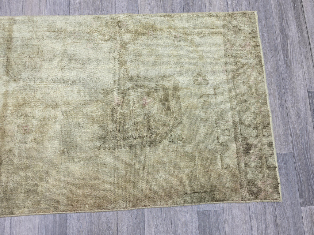 3x7 Neutral Vintage Oushak Runner //2.6x6.70 feet