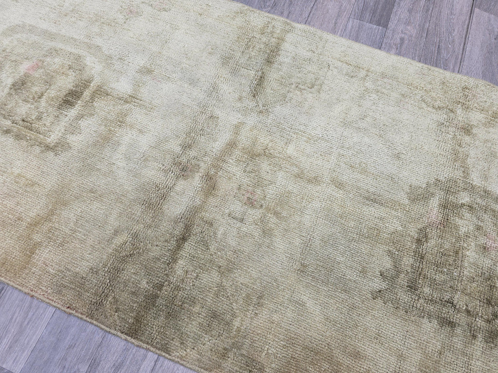 3x7 Neutral Vintage Oushak Runner //2.6x6.70 feet