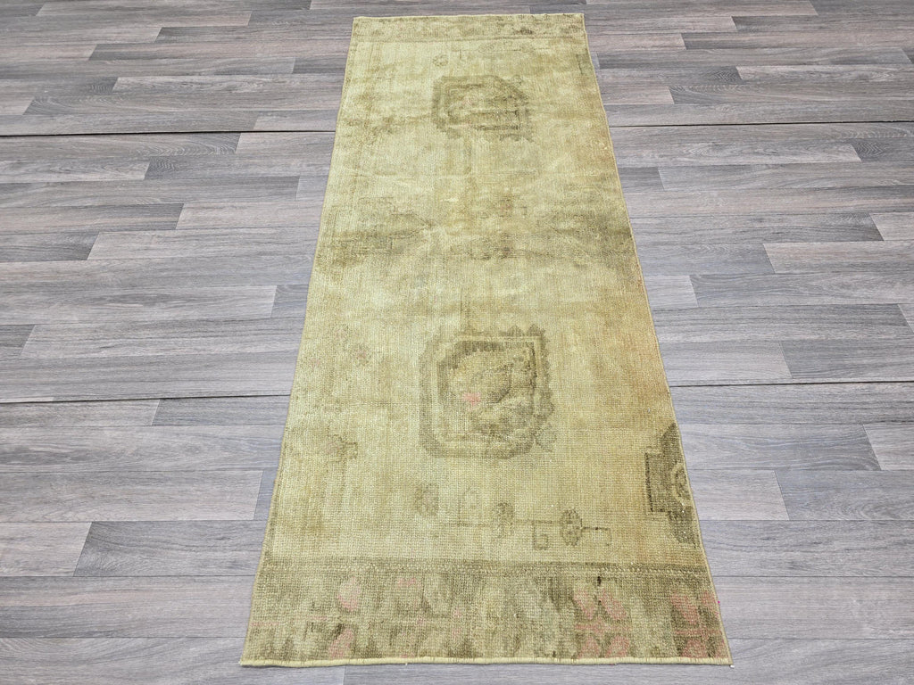 3x7 Neutral Vintage Oushak Runner //2.6x6.70 feet