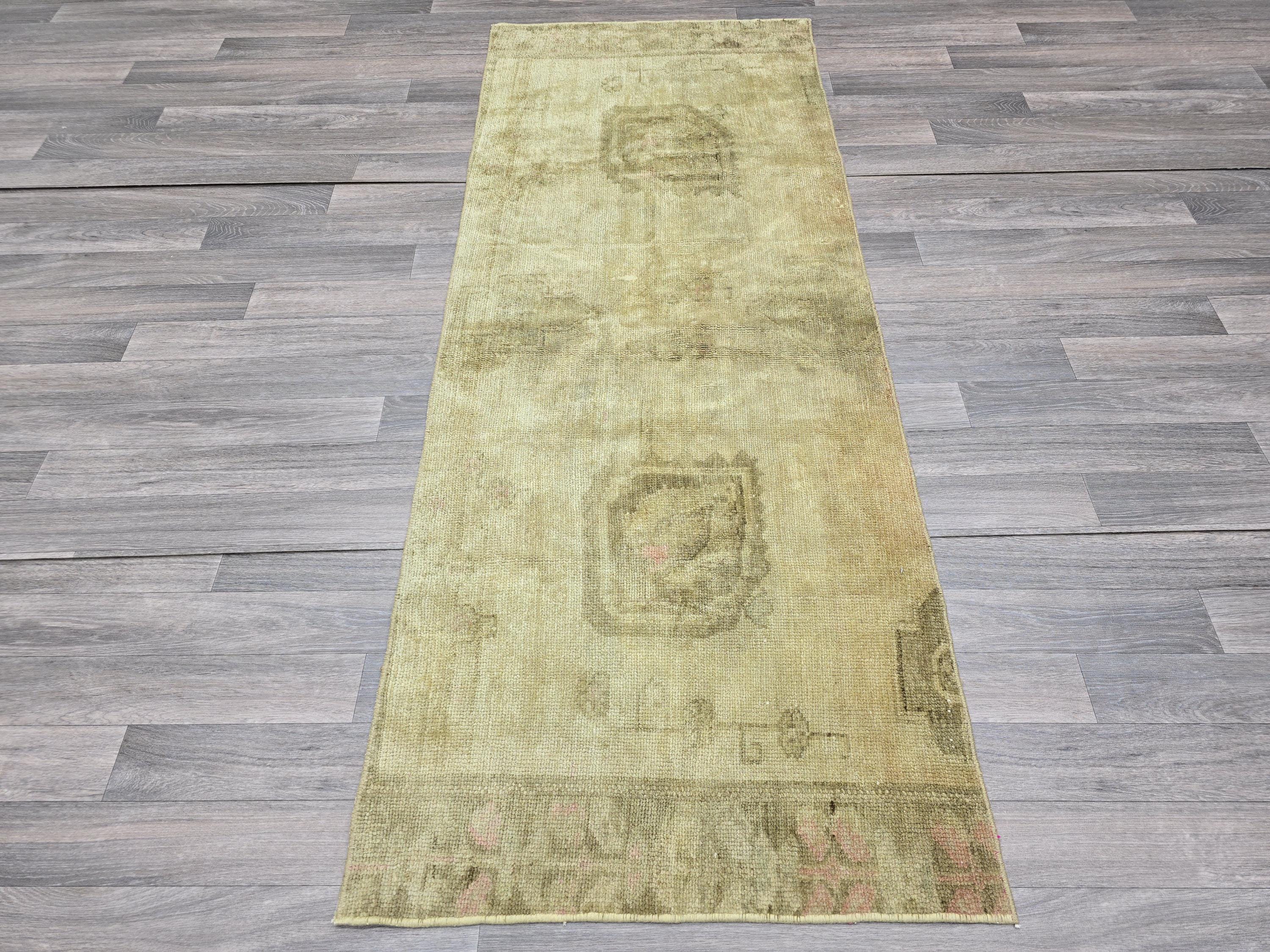 3x7 Neutral Vintage Oushak Runner //2.6x6.70 feet
