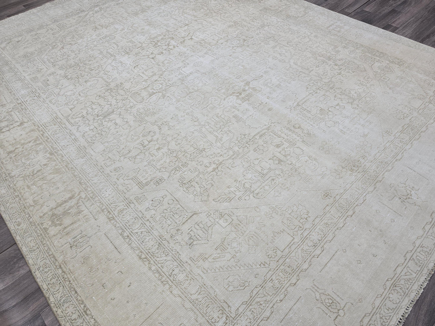 Vintage Neutral Hand-Woven Area Rug - 10' x 12'3"