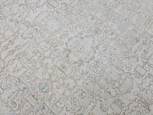 9x12 Vintage Area RugHandmade Vintage Rug - 9.3x12 ft, Distressed Turkish Carpet, Faded Neutral Rug for Livingroom and Bedroom