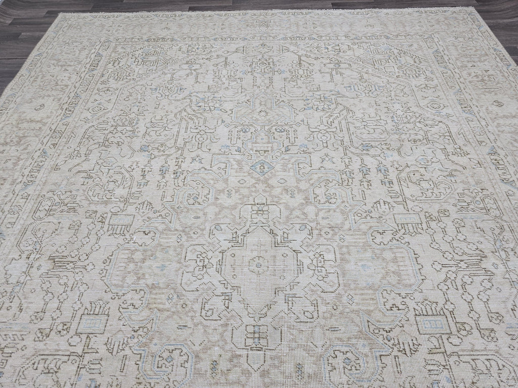 Turkish 9x12 Rug: Hand Knotted Wool Oushak Area Rug, Neutral Area Rug, Muted Rug for Livingroom and bedroom, 9.3x12 feet