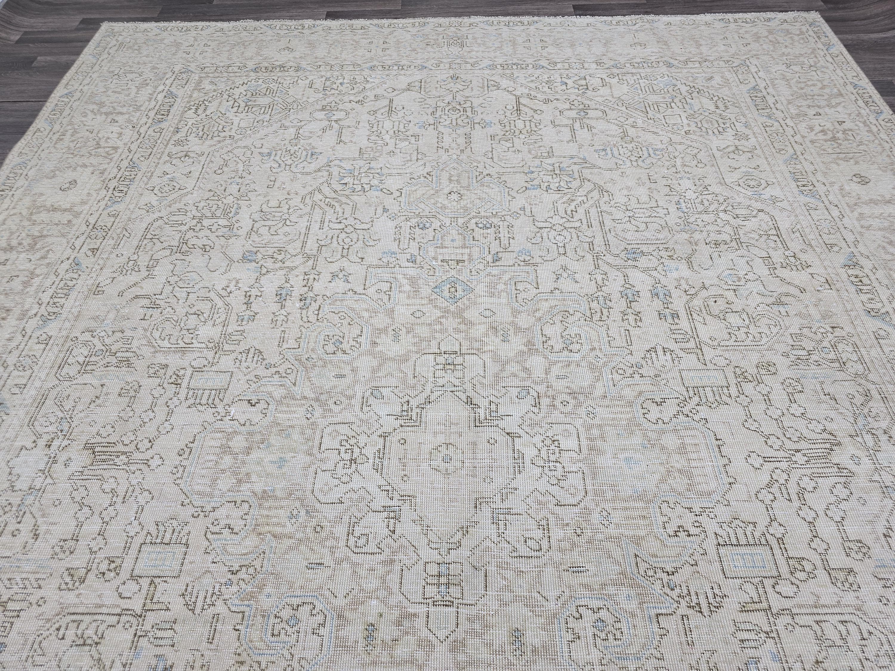 Turkish 9x12 Rug: Hand Knotted Wool Oushak Area Rug, Neutral Area Rug, Muted Rug for Livingroom and bedroom, 9.3x12 feet