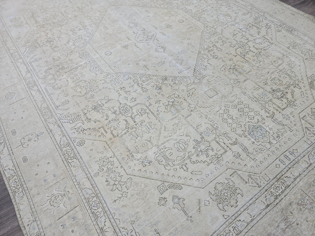 10x13 Neutral Vintage Turkish Area rug Handmade // 9.65x12.60 feet