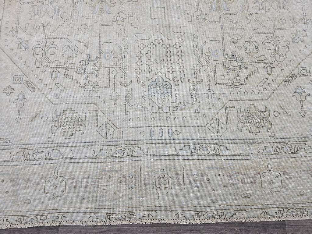 10x13 Neutral Vintage Turkish Area rug Handmade // 9.65x12.60 feet
