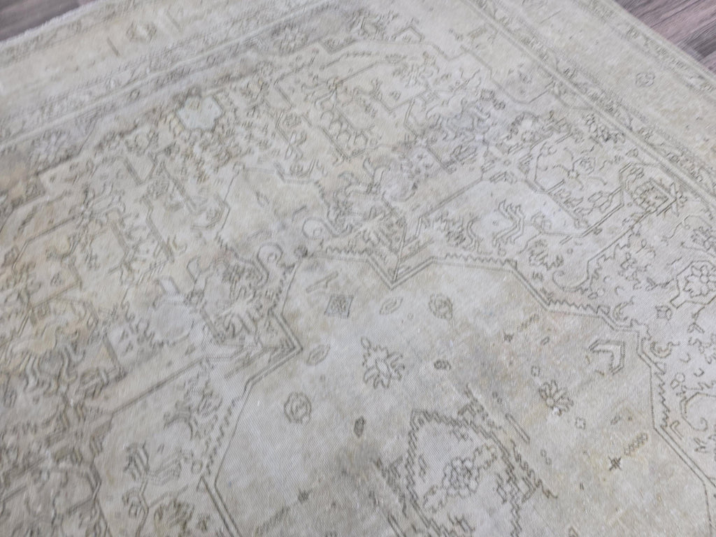 Extra Large Hand-Knotted Wool Rug: 9.5x12.6 ft Distressed Turkish Oriental Carpet