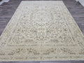 8x11 ft Neutral Oushak Rug: Hand-Knotted Wool Vintage Carpet