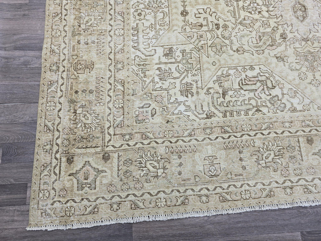 Oversize Hand-Knotted Wool Oushak Rug: 9.65x12.20 ft Vintage Turkish Area Rug