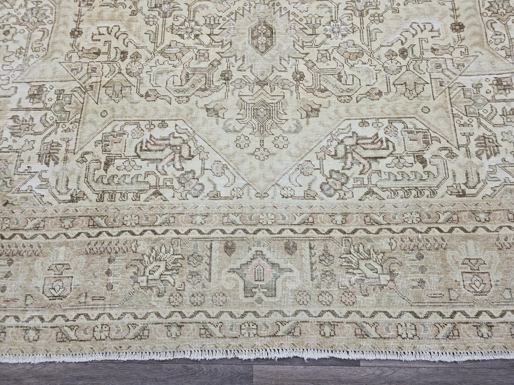 Oversize Hand-Knotted Wool Oushak Rug: 9.65x12.20 ft Vintage Turkish Area Rug