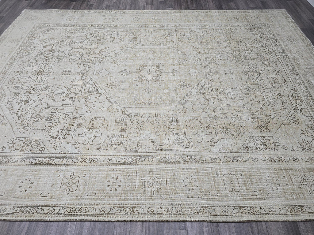 Oversize Neutral Tabriz Area Rug for Livingroom and Bedroom - Oriental Carpet - Boho Decor Rug