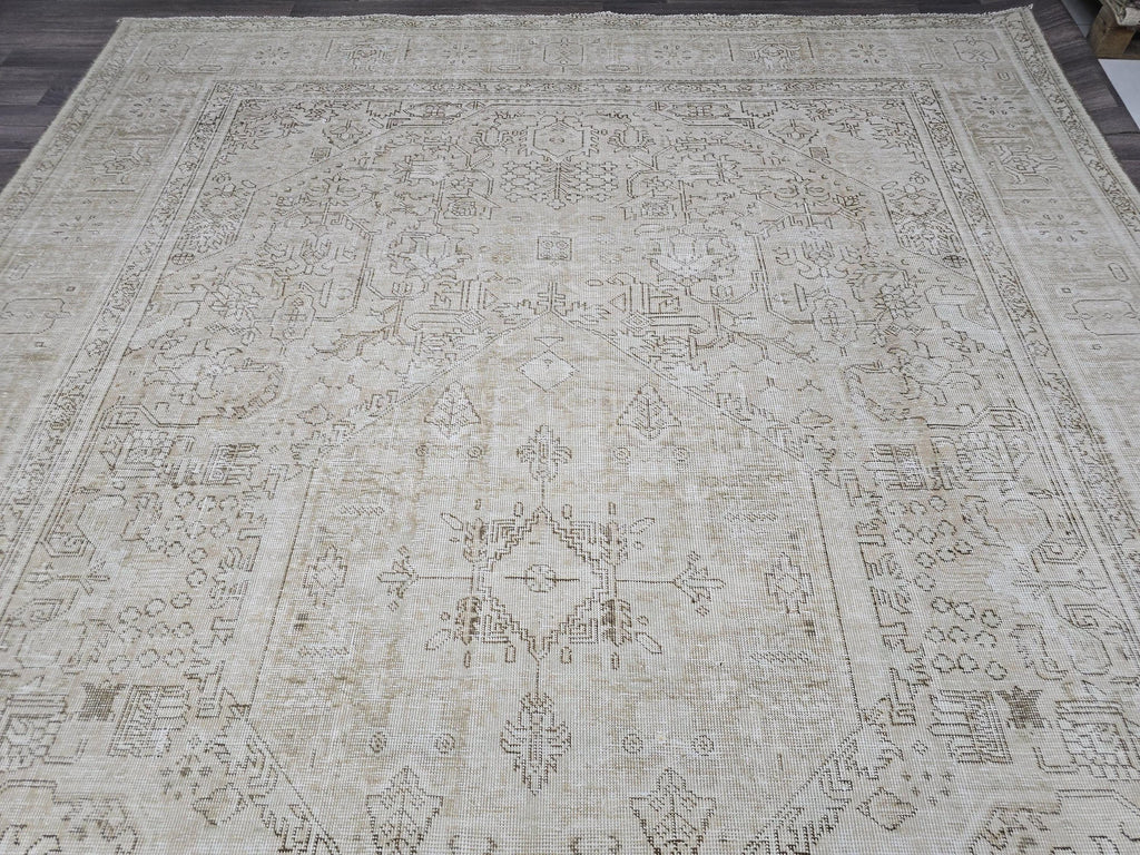 Oversize Neutral Tabriz Area Rug for Livingroom and Bedroom - Oriental Carpet - Boho Decor Rug