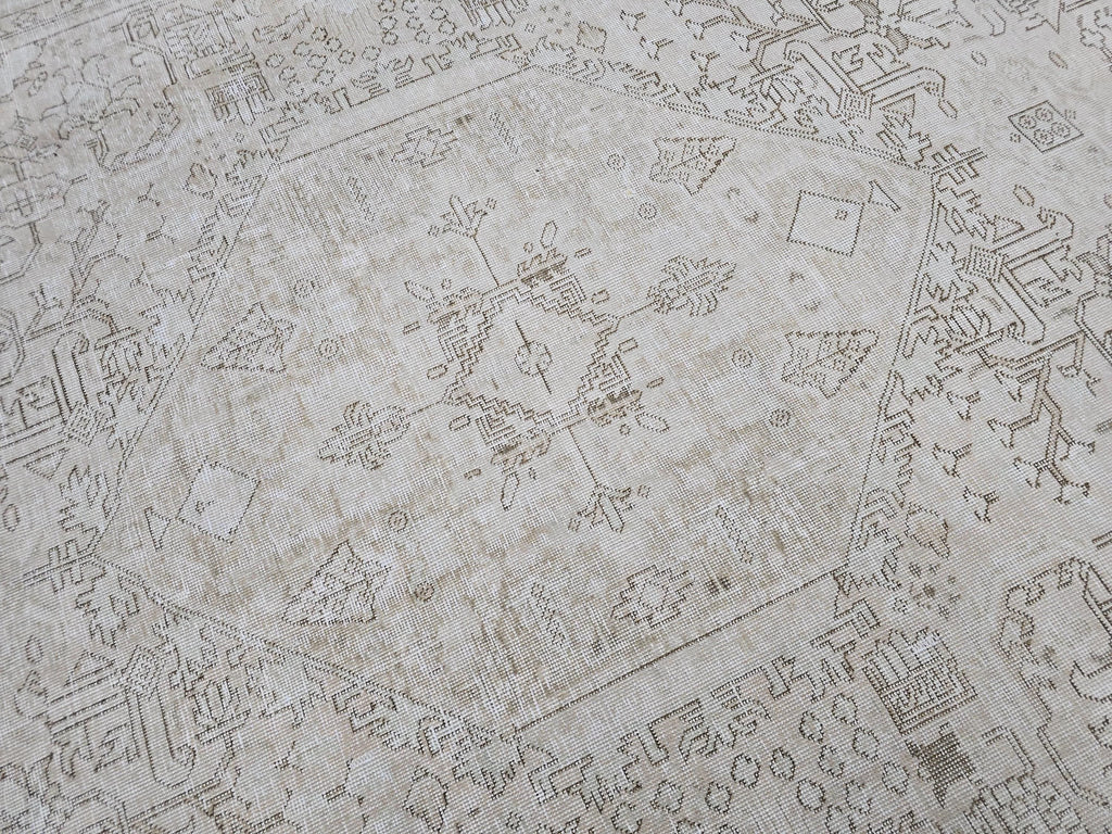 Oversize Neutral Tabriz Area Rug for Livingroom and Bedroom - Oriental Carpet - Boho Decor Rug