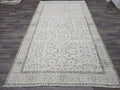 Vintage Turkish Wool Rug: 5.6x9.3 ft, Beige Anatolian Oushak Carpet